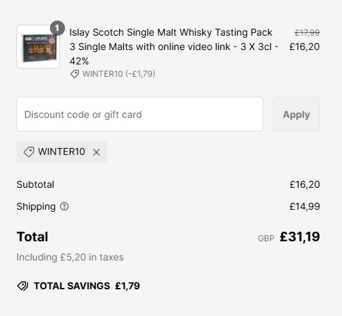 proof of working The Really Good Whisky Company discount codes WINTER10
