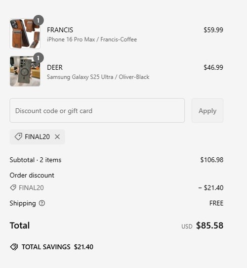 proof of working CASELES coupon codes FINAL20