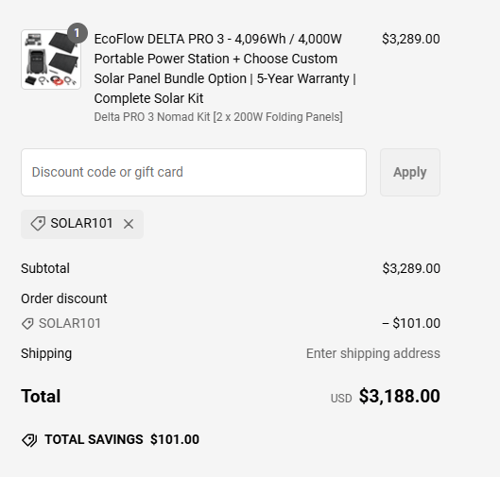 proof of working ShopSolar discount codes SOLAR101
