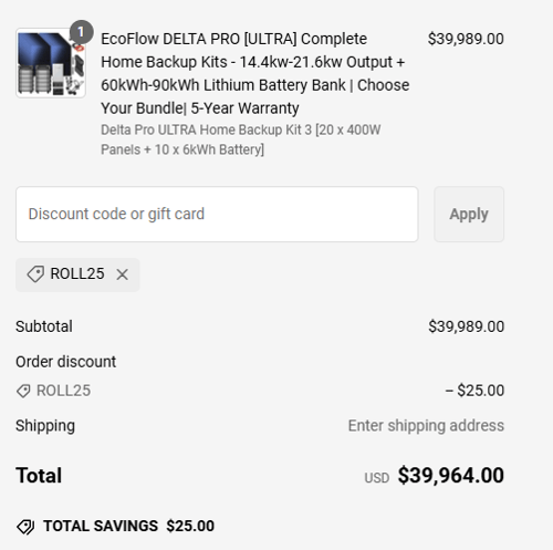 proof of working ShopSolar discount codes ROLL25