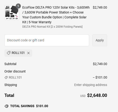 proof of working ShopSolar discount codes ROLL101