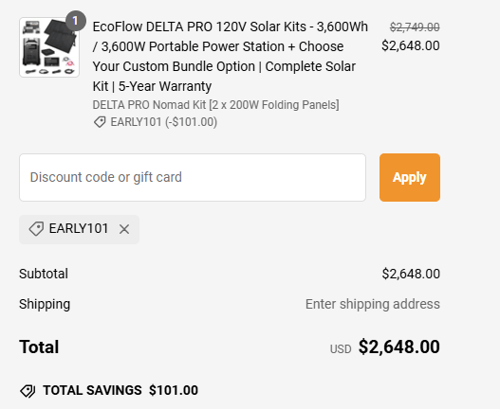 proof of working ShopSolar discount codes EARLY101