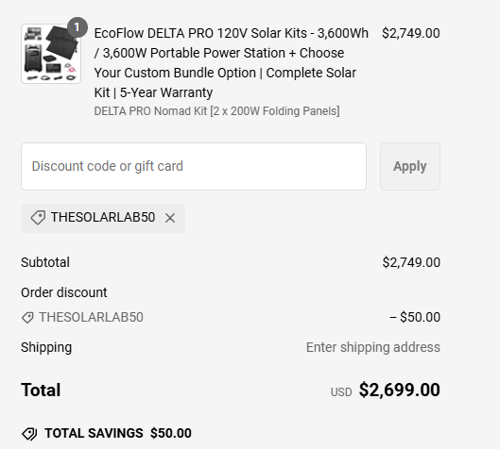 proof of working ShopSolar discount codes THESOLARLAB50