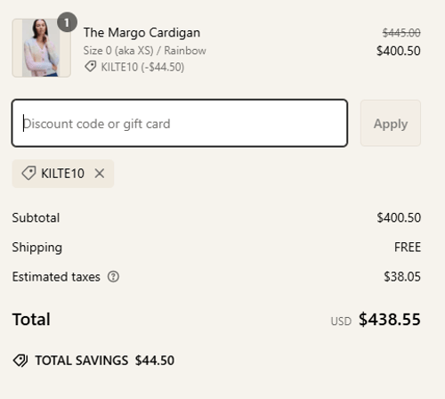 proof of working Kilte Collection promo codes KILTE10