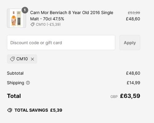 proof of working The Really Good Whisky Company discount codes CM10