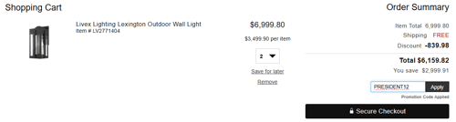 proof of working LuxeDecor promo codes PRESIDENT12