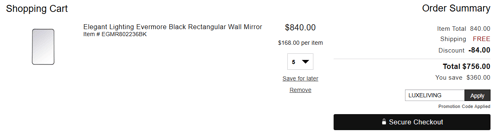proof of working LuxeDecor promo codes LUXELIVING