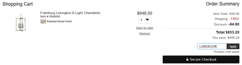 proof of working LuxeDecor promo codes LUXEDECOR
