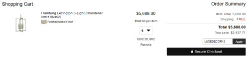 proof of working LuxeDecor promo codes LUXEDECOR15