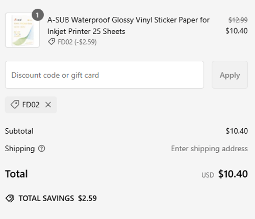 proof of working A-SUB coupon codes FD02