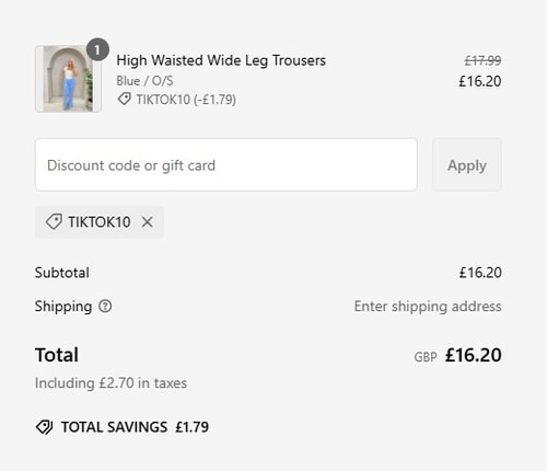 proof of working H&L Fashions discount codes TIKTOK10