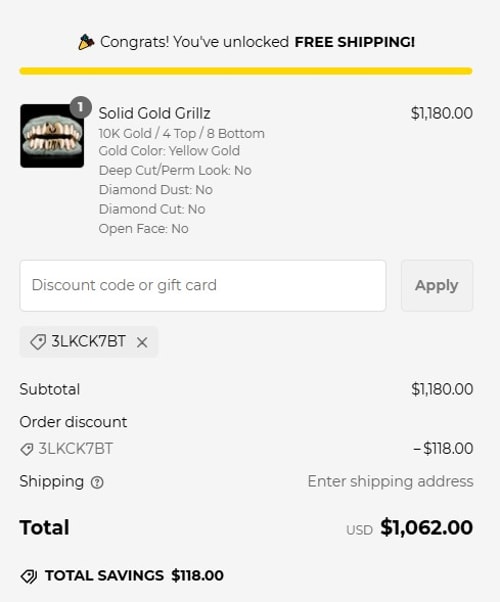 proof of working Custom Gold Grillz discount codes 3LKCK7BT