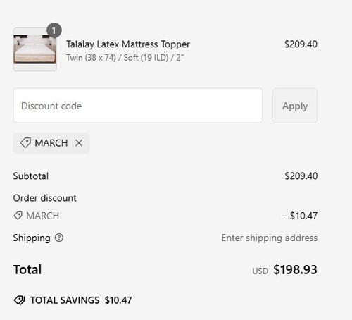 proof of working Latex Mattress Factory discount codes MARCH