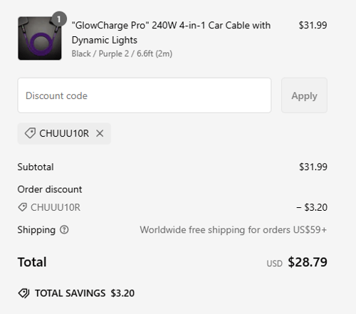 proof of working ChubbyCable discount codes CHUU✱✱✱✱