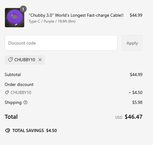 proof of working ChubbyCable discount codes CHUBBY10