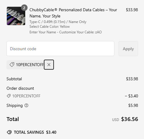 proof of working ChubbyCable discount codes 10PERCENTOFF