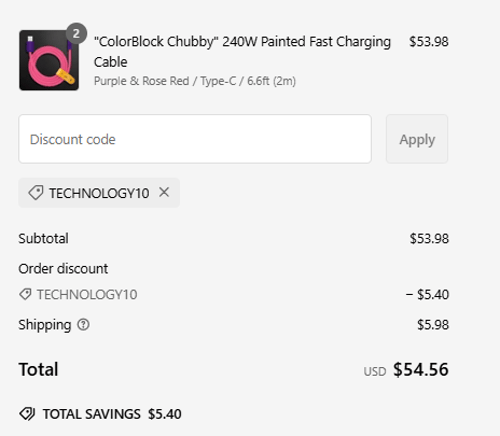 proof of working ChubbyCable discount codes TECHNOLOGY10