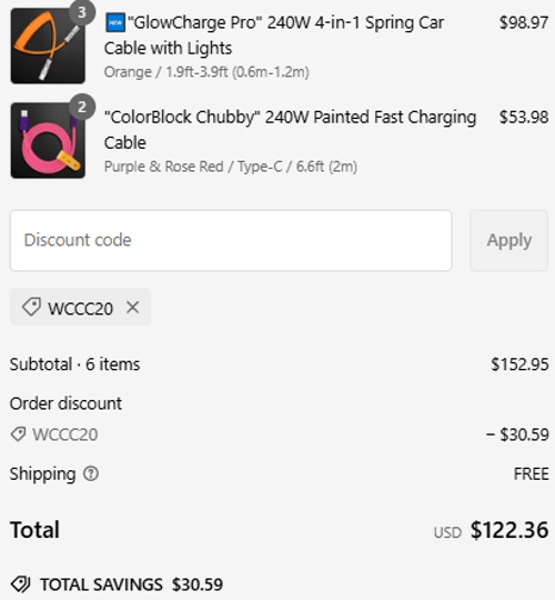 proof of working ChubbyCable discount codes WCCC20