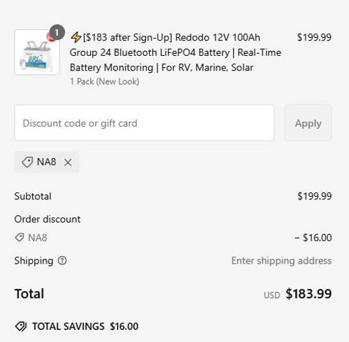 proof of working Redodo Power coupon codes NA8