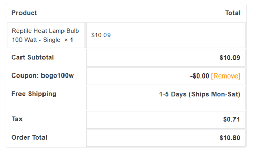 proof of working XYZReptiles coupon codes BOGO100W
