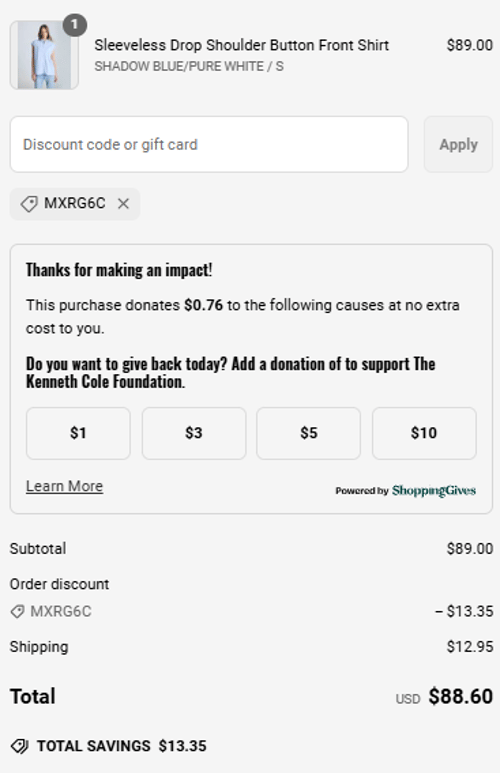 proof of working Kenneth Cole promo codes MXRG6C