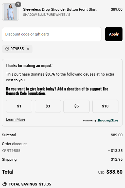 proof of working Kenneth Cole promo codes 9T9B85