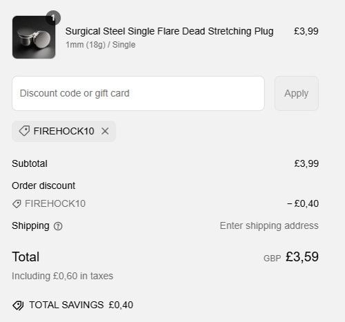 proof of working Stretch It Body Jewellery discount codes FIREHOCK10