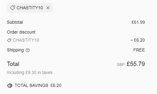 proof of working House Of Chastity discount codes CHASTITY10