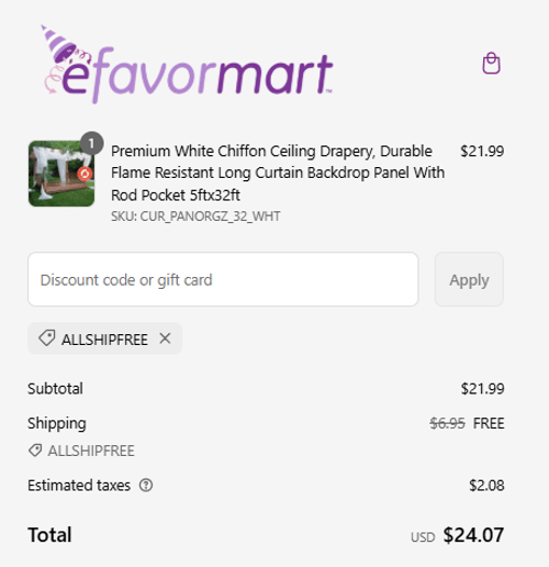 proof of working eFavormart discount codes ALLSHIPFREE