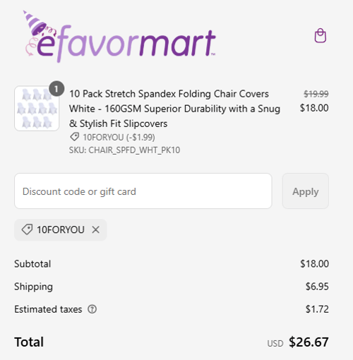 proof of working eFavormart discount codes 10FORYOU