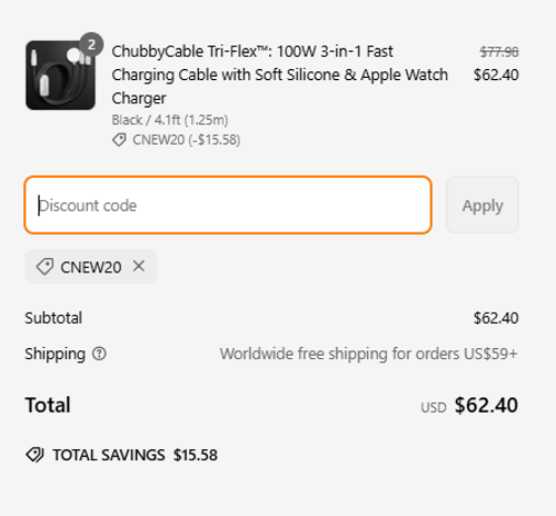proof of working ChubbyCable discount codes CNEW20