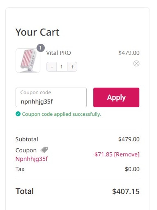 proof of working Vital Red Light discount codes npnhhjg35f
