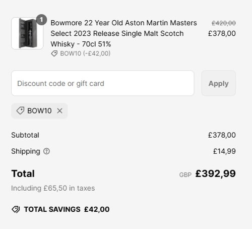 proof of working The Really Good Whisky Company discount codes BOW10