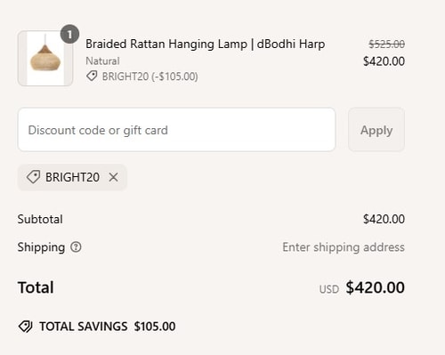proof of working Wood Furniture coupon codes BRIGHT20