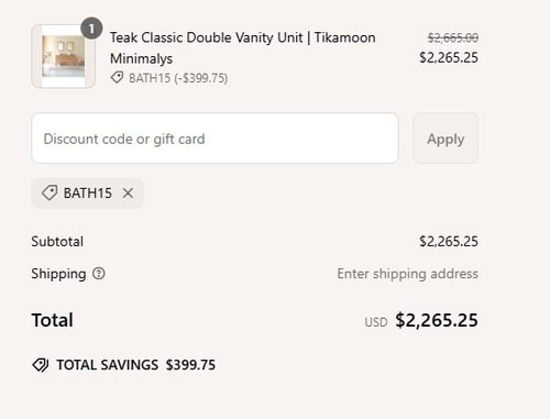 proof of working Wood Furniture coupon codes BATH15