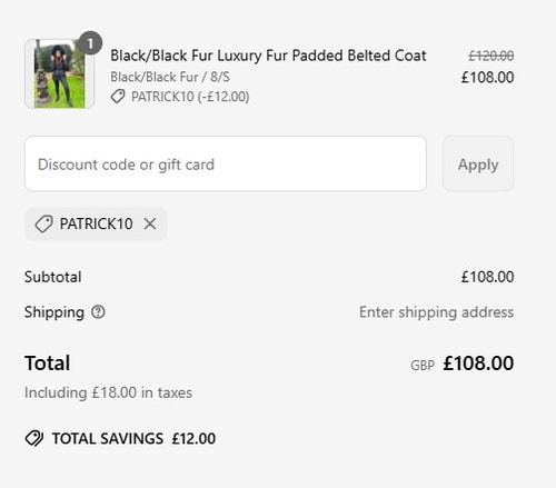 proof of working H&L Fashions discount codes PATRICK10