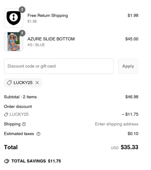 proof of working Berry Beachy Swimwear coupon codes LUCKY25