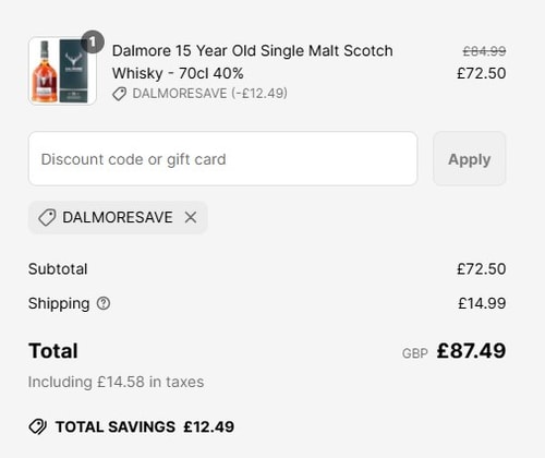 proof of working The Really Good Whisky Company discount codes DALMORESAVE