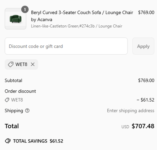 proof of working ACANVA coupon codes WET8