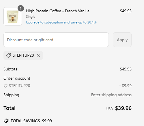 proof of working INVIGOR8 promo codes STEPITUP20