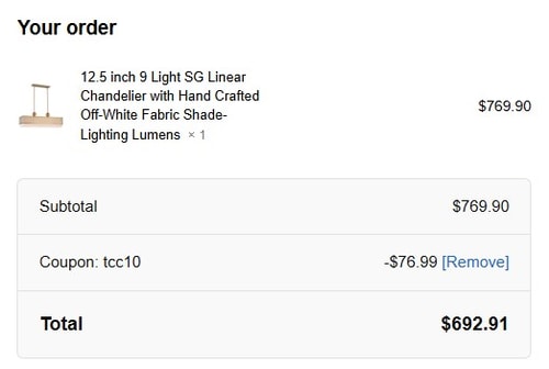 proof of working Lighting Lumens coupon codes TCC10