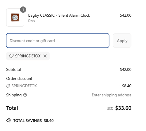 proof of working Bagby discount codes SPRINGDETOX