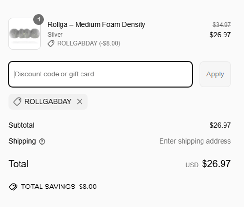 proof of working Rollga Foam Rollers coupon codes RollgaBday