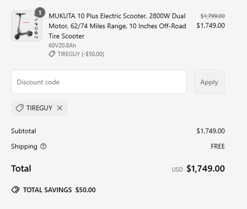 proof of working Mukuta discount codes TIREGUY