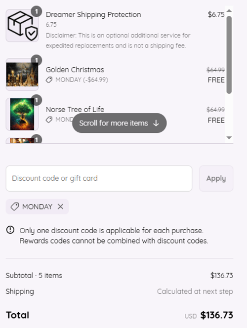 proof of working Dreamer Designs discount codes MONDAY