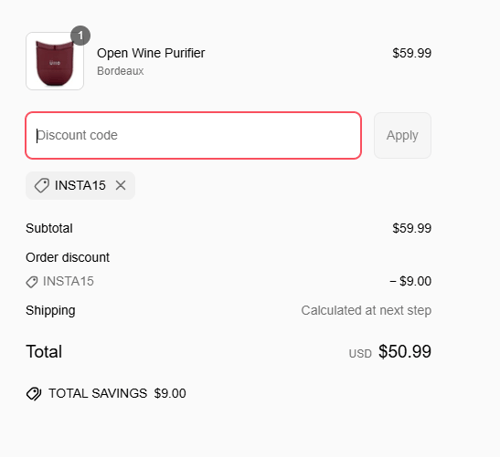 proof of working &Uuml;llo Wine Purifier coupon codes INSTA15