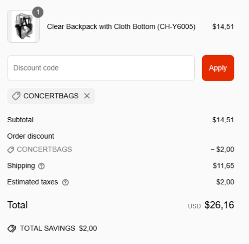 proof of working Clear Handbags & More coupon codes CONCERTBAGS