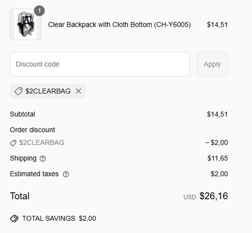 proof of working Clear Handbags & More coupon codes $2CLEARBAG