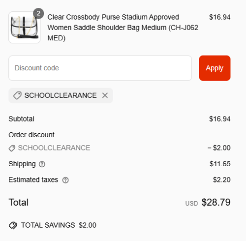 proof of working Clear Handbags & More coupon codes SCHOOLCLEARANCE