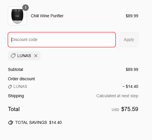 proof of working &Uuml;llo Wine Purifier coupon codes LUNAS